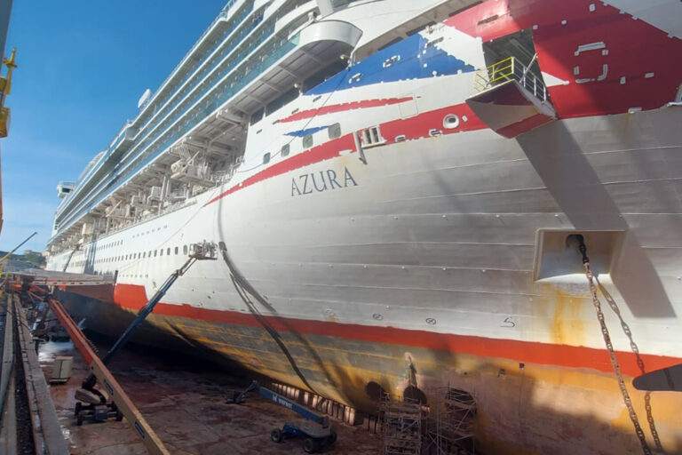 Abrasive Blasting & Marine Coating of Cruise Ship - Dry Dock Operations
