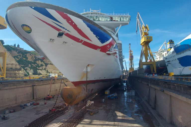 Abrasive Blasting & Marine Coating of Cruise Ship - Dry Dock Operations
