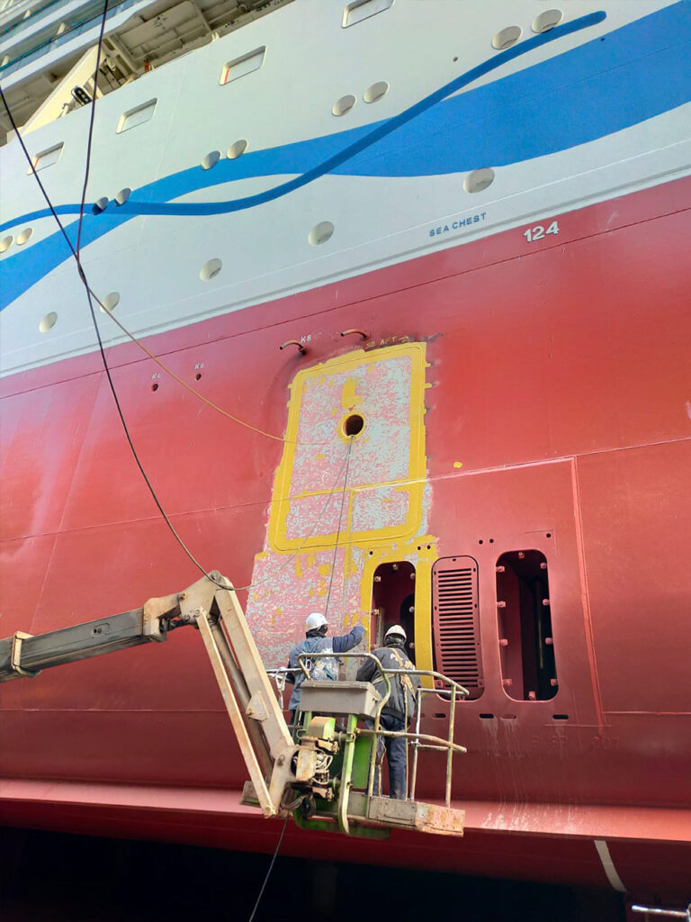Abrasive Blasting & Marine Coating of Cruise Ship - Dry Dock Operations