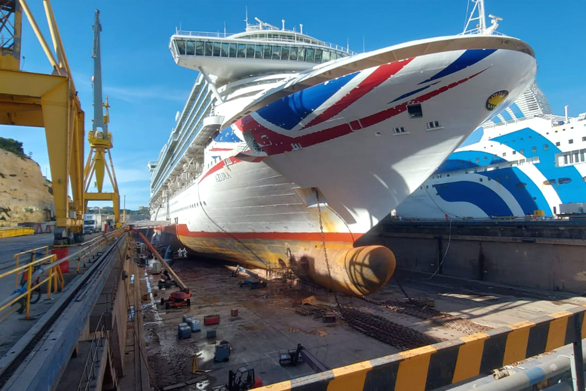 Abrasive Blasting & Marine Coating of Cruise Ship - Dry Dock Operations
